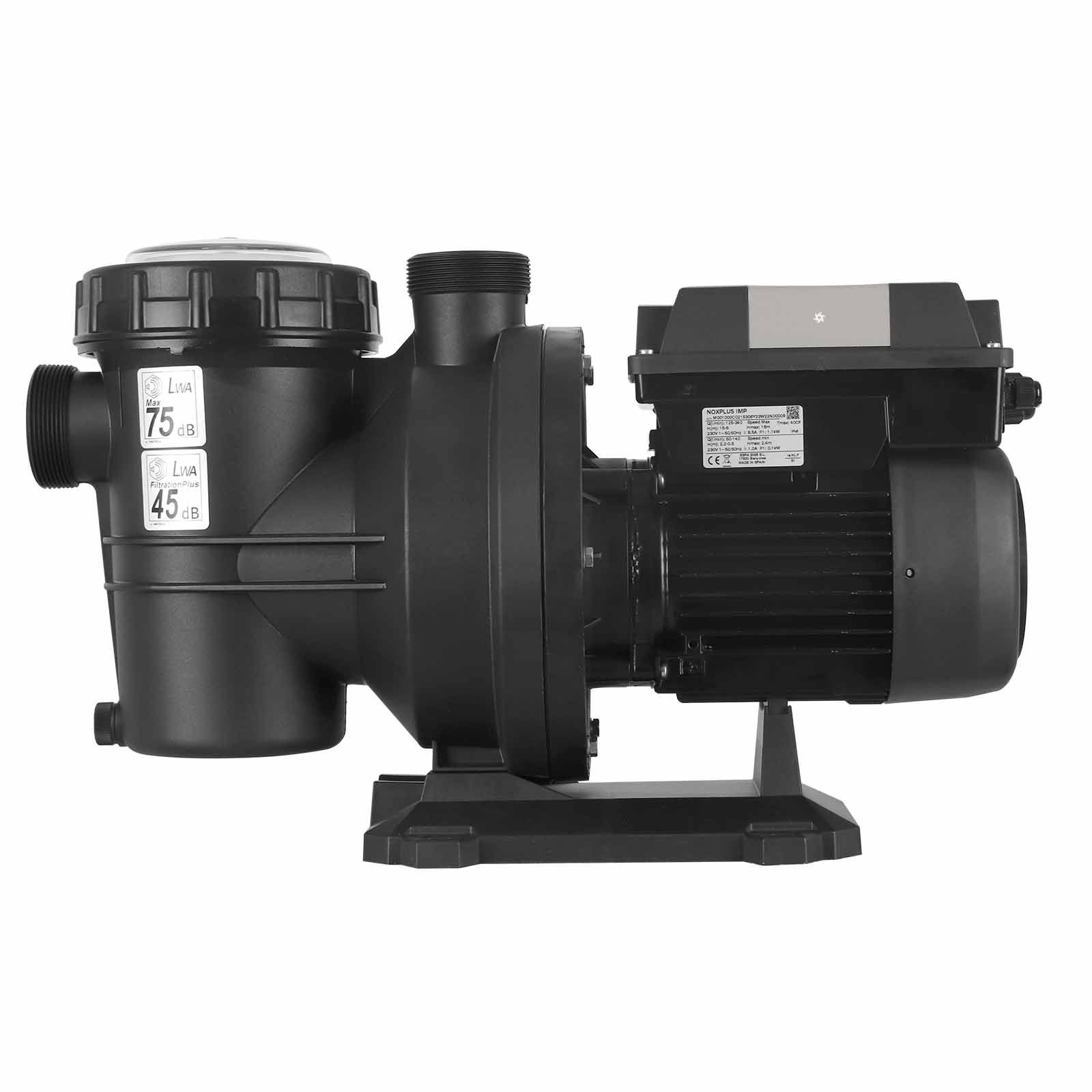 Motobomba centrífuga con velocidad variable para recircular y filtrar el agua de la piscina