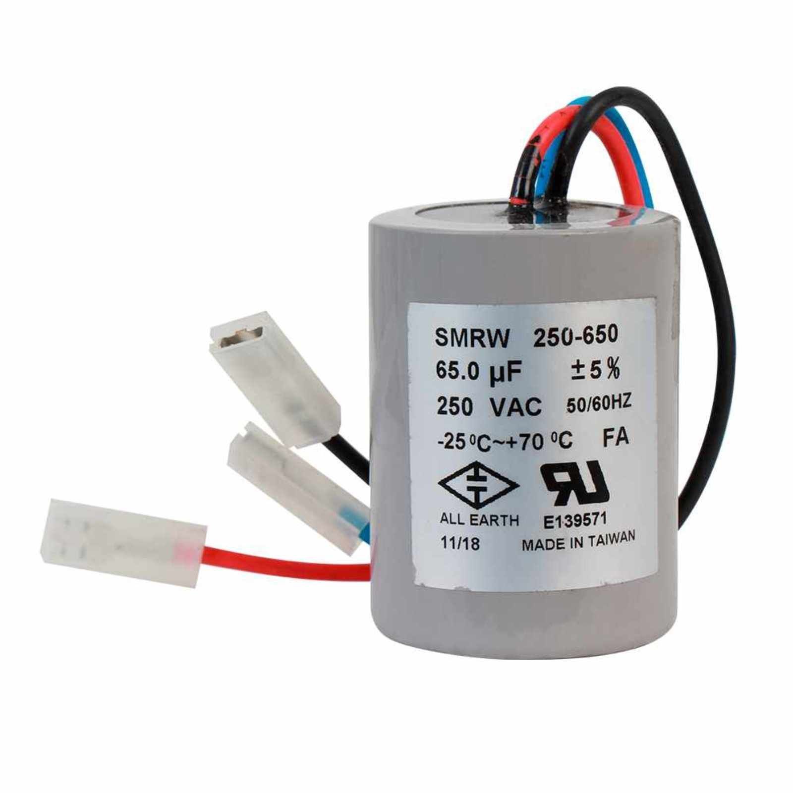 Capacitor de trabajo 65MF ±5%, 250V, para la caja de control AQUA PAK de 1/2 HP modelo CCQA 1/2115