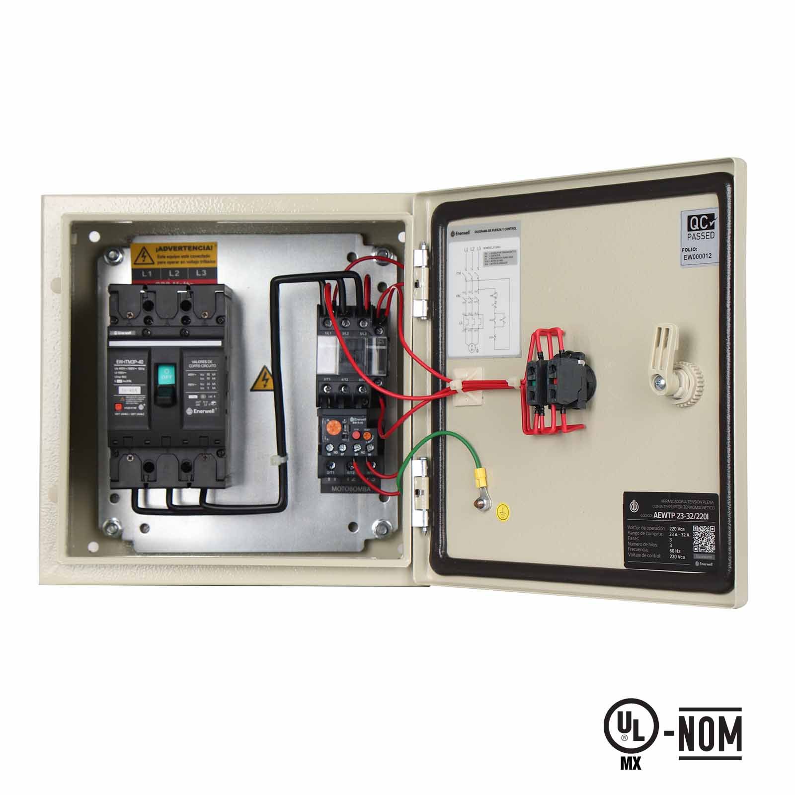 Arrancador a tensión plena con interruptor termomagnético